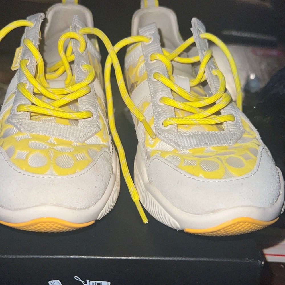 Coach White and Yellow Athletic Sneakers
